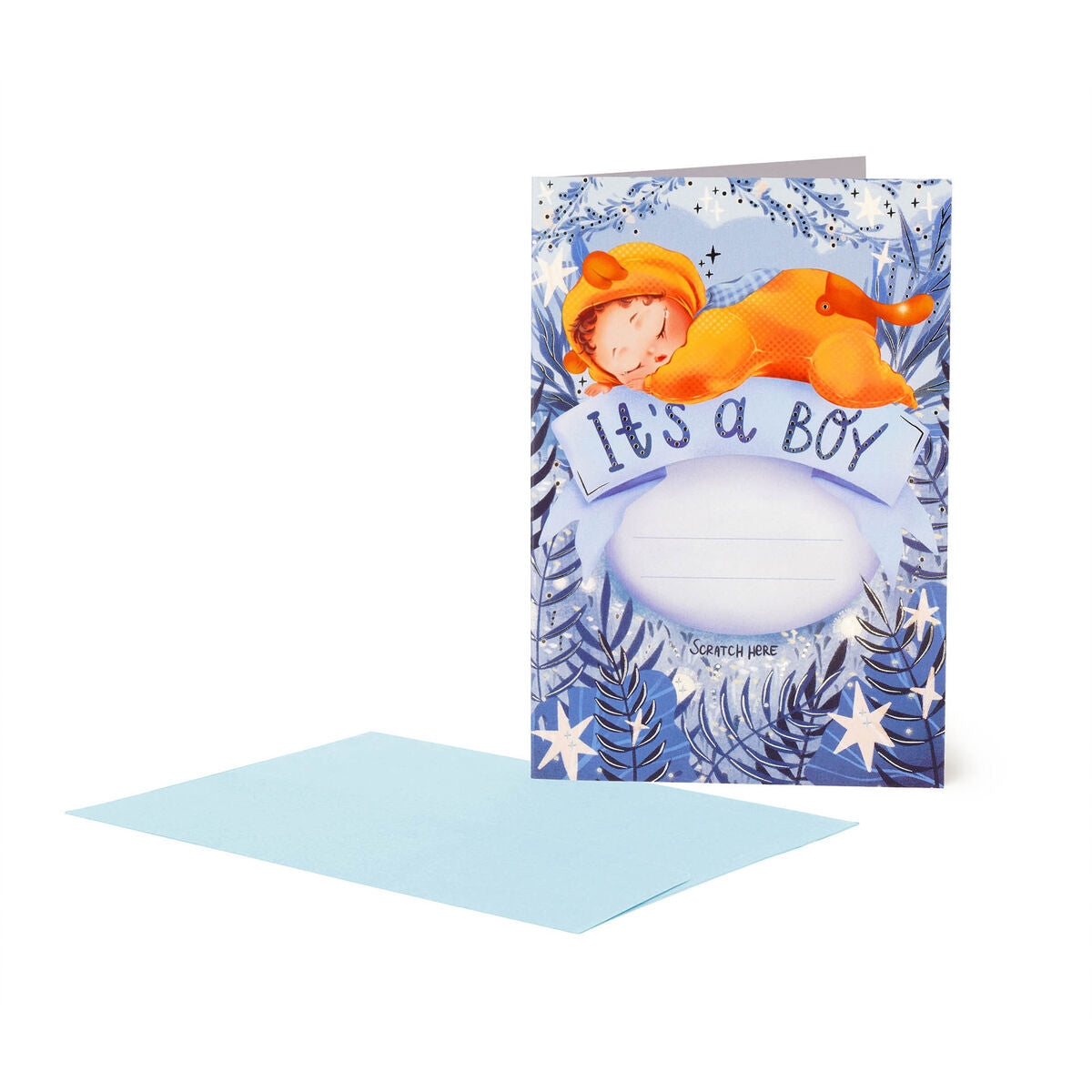 Carte de Vœux à Gratter de Naissant C'est un garçon - Scratch Off Card