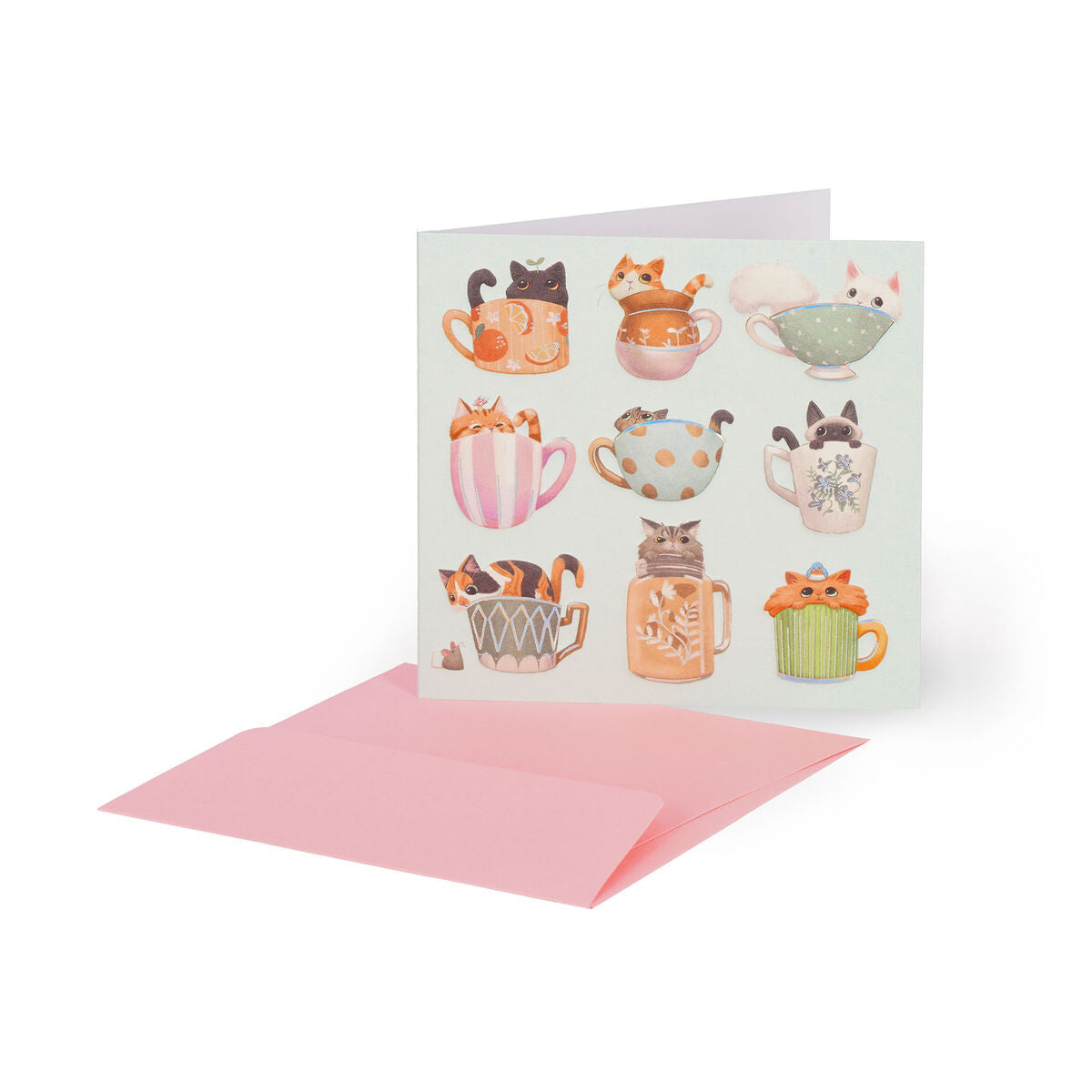 Carte de vêtements - Petit - Divers - Petite Carte de Salut - Coupe à Thé Cats