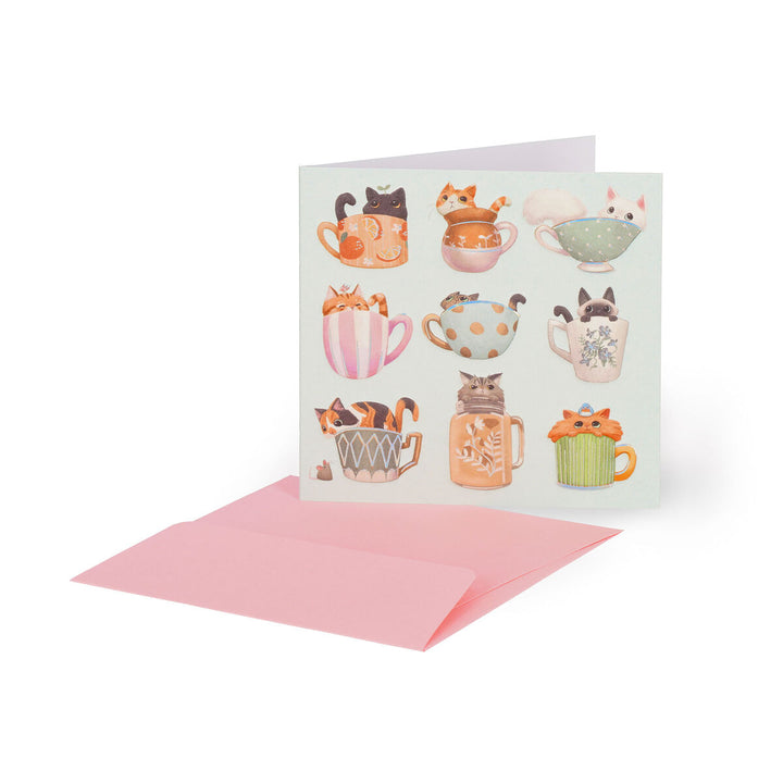 Carte de vêtements - Petit - Divers - Petite Carte de Salut - Coupe à Thé Cats