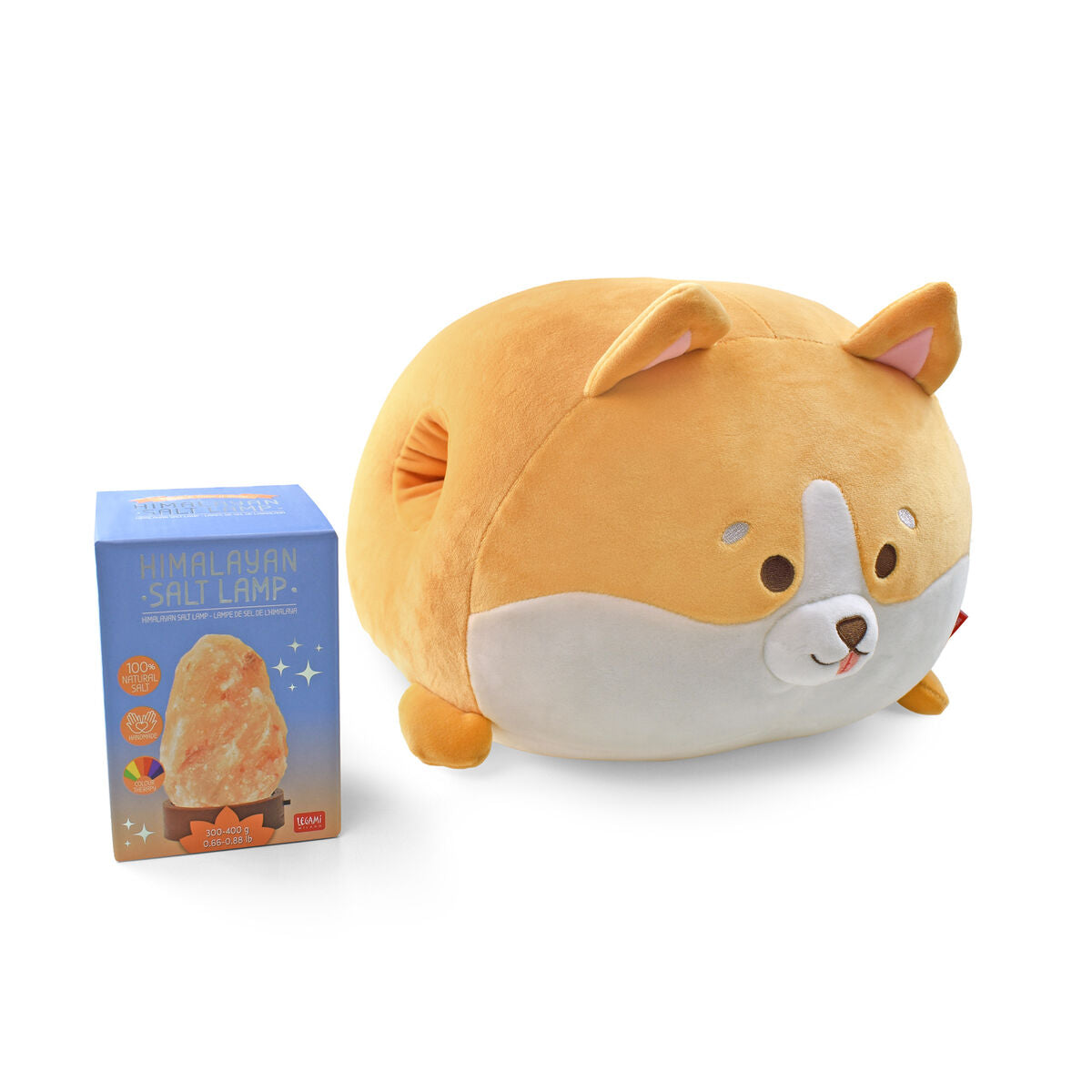 Set Coussin Corgi et Himalayan Salt Lamp