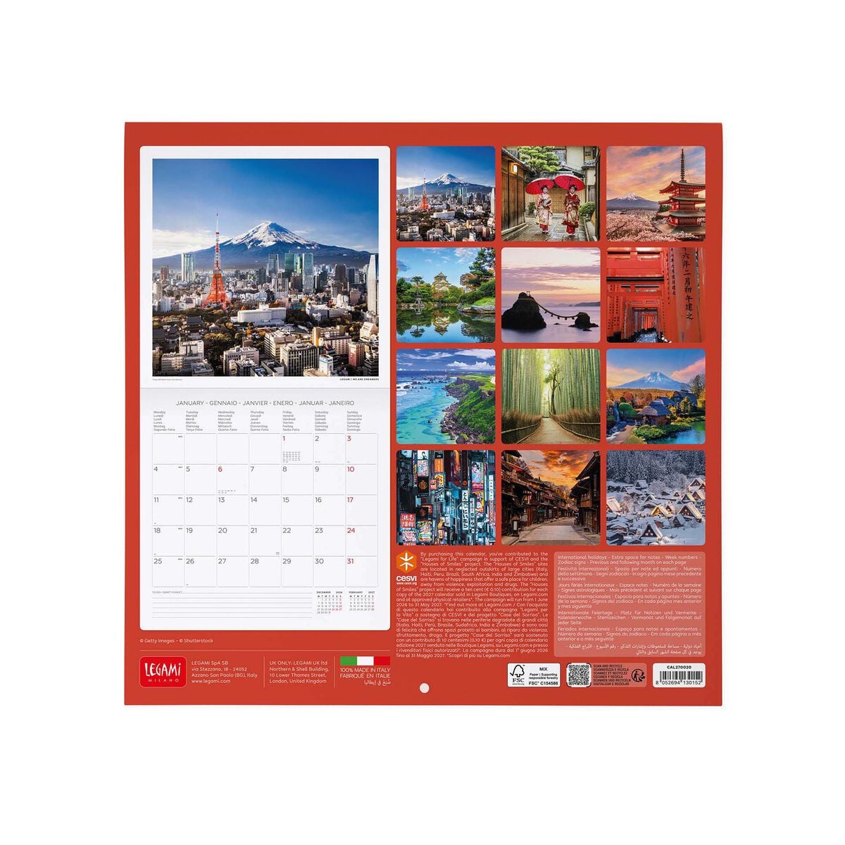 Calendrier Mural 2027 - 30 x 29 cm - Beauty of Japan