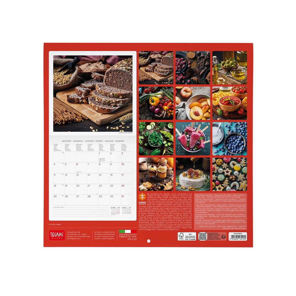 Calendrier Mural 2027 - 30 x 29 cm - Kitchen
