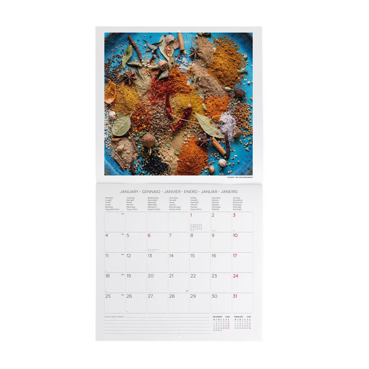 Calendrier Mural 2027 - 30 x 29 cm - Herbs & Spices