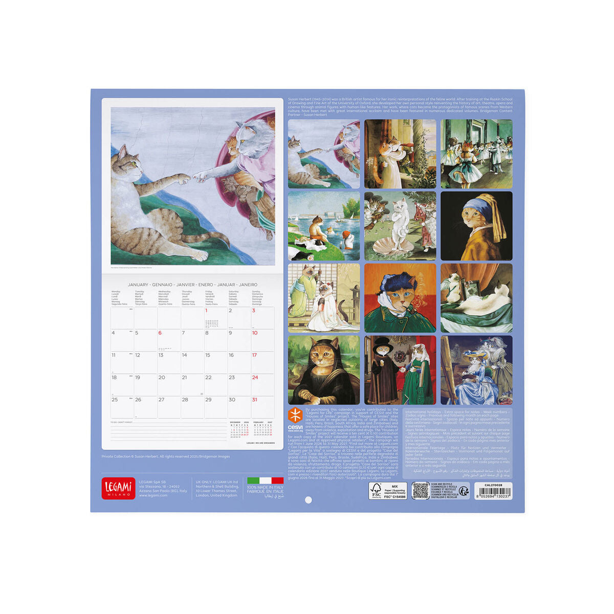 Calendrier Mural 2027 - 30 x 29 cm - Mastercats