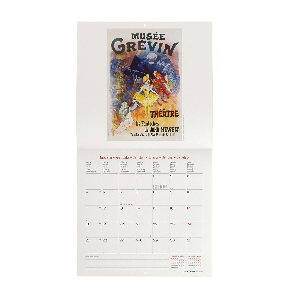 Calendrier Mural 2027 - 30 x 29 cm - Belle Époque