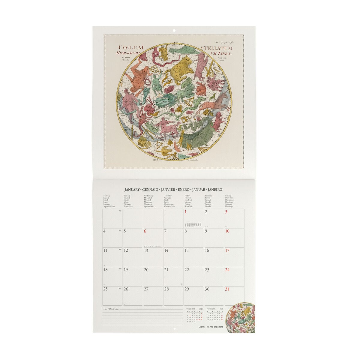 Calendrier Mural 2027 - 30 x 29 cm - Celestial Maps