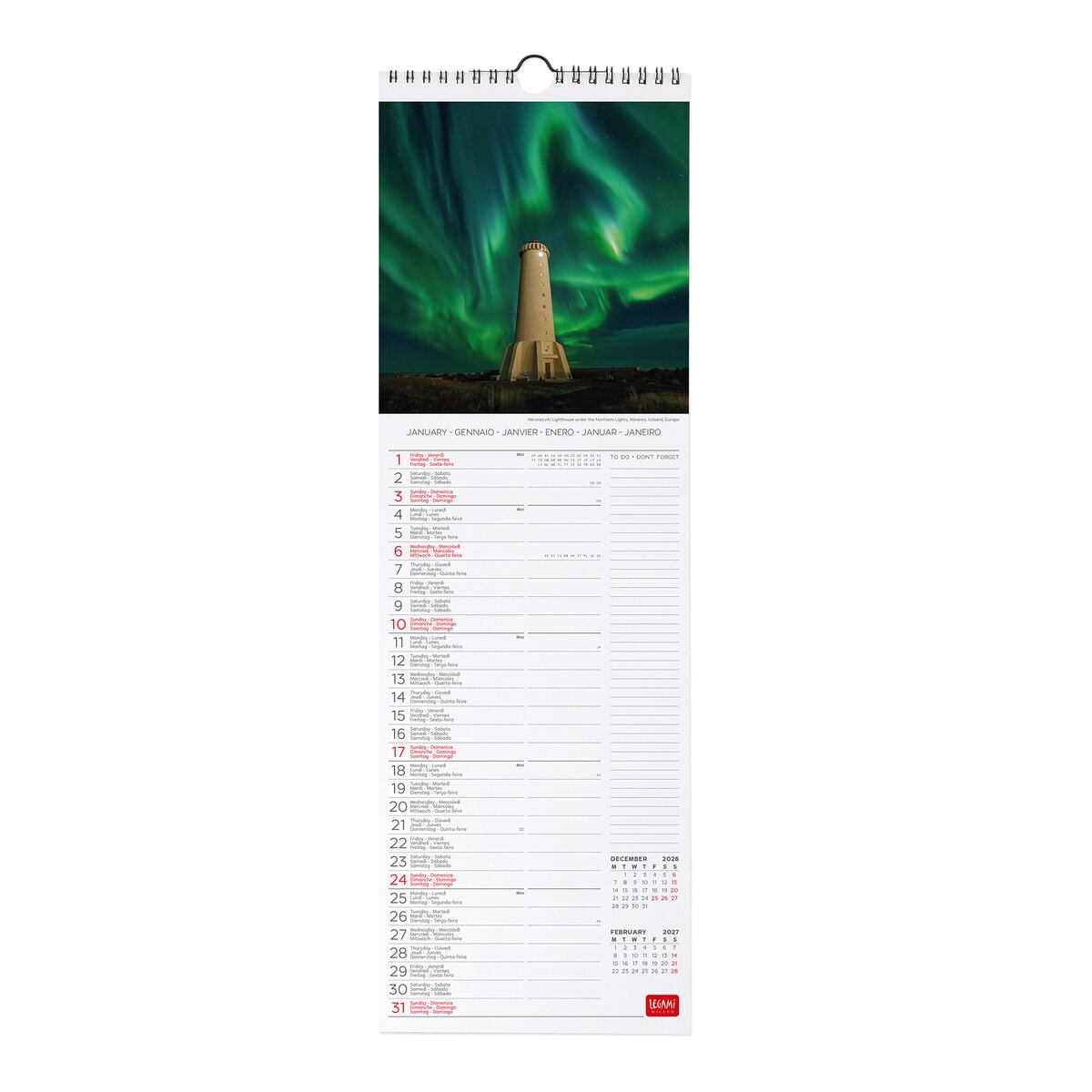 Calendrier Mural 2027 - 16 x 49 cm - Lighthouses of the World