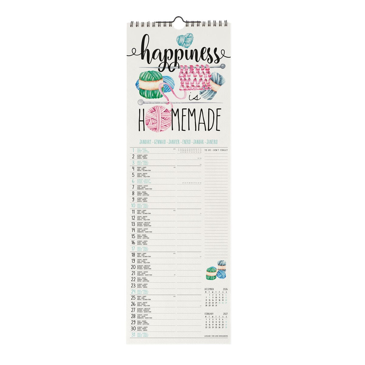 Calendrier Mural 2027 - 16 x 49 cm - Aphorisms
