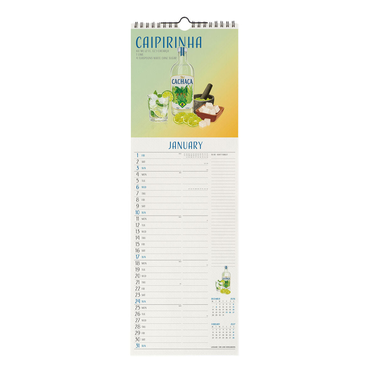 Calendrier Mural 2027 - 16 x 49 cm - Cheers