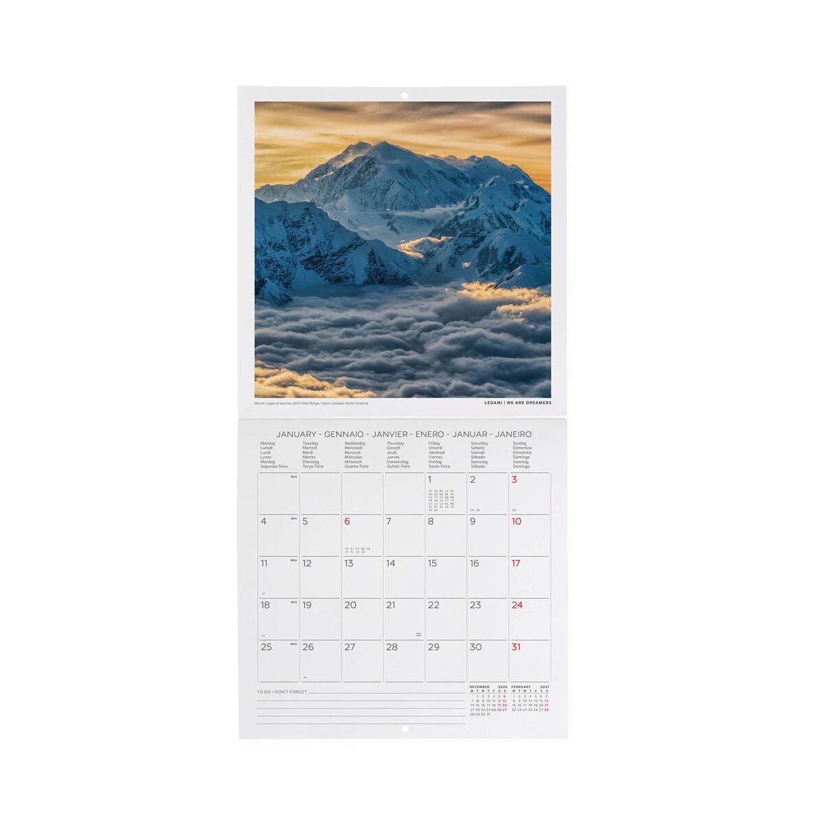 Calendrier Mural 2027 - 18 x 18 cm - Mountains