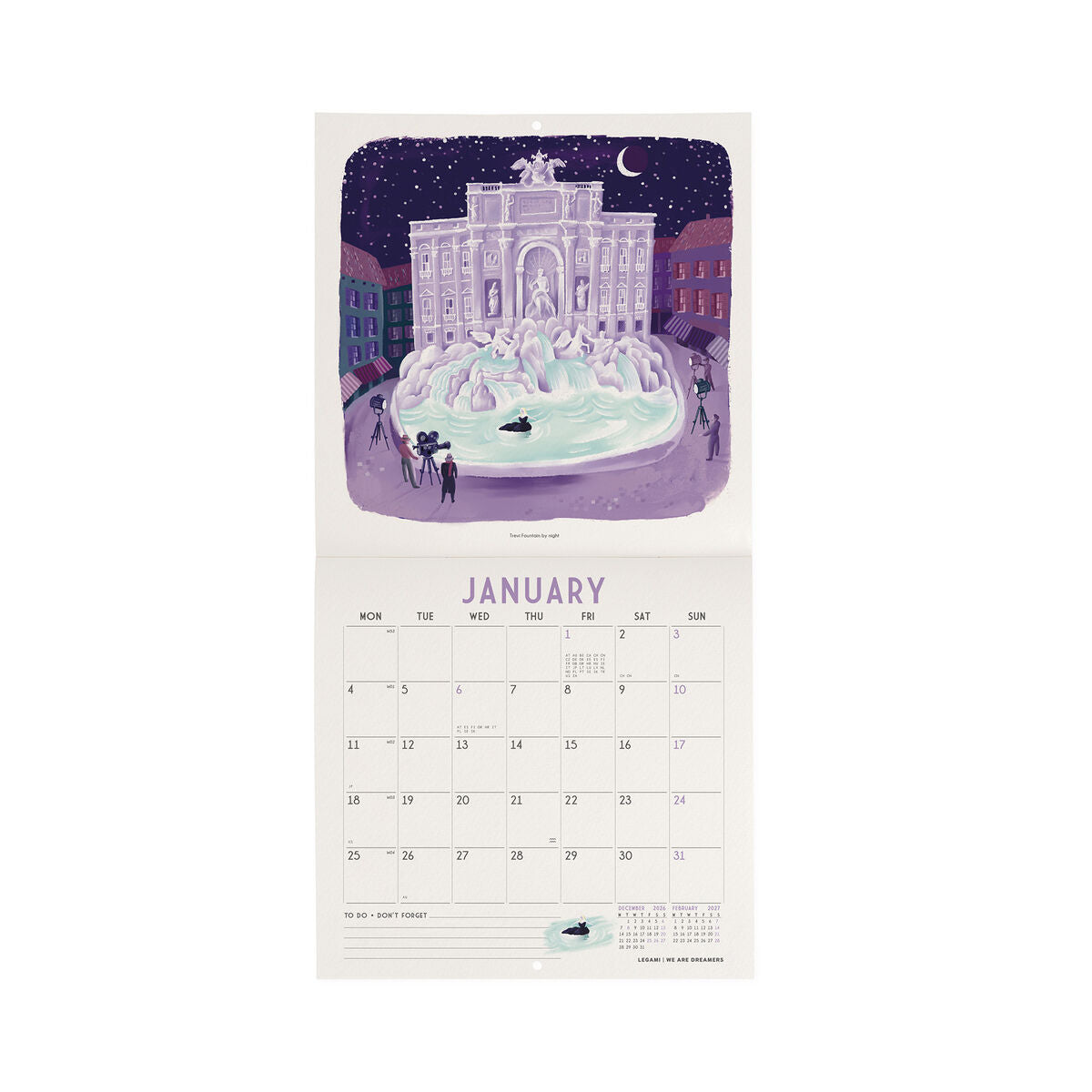 Calendrier Mural 2027 - 18 x 18 cm - Rome