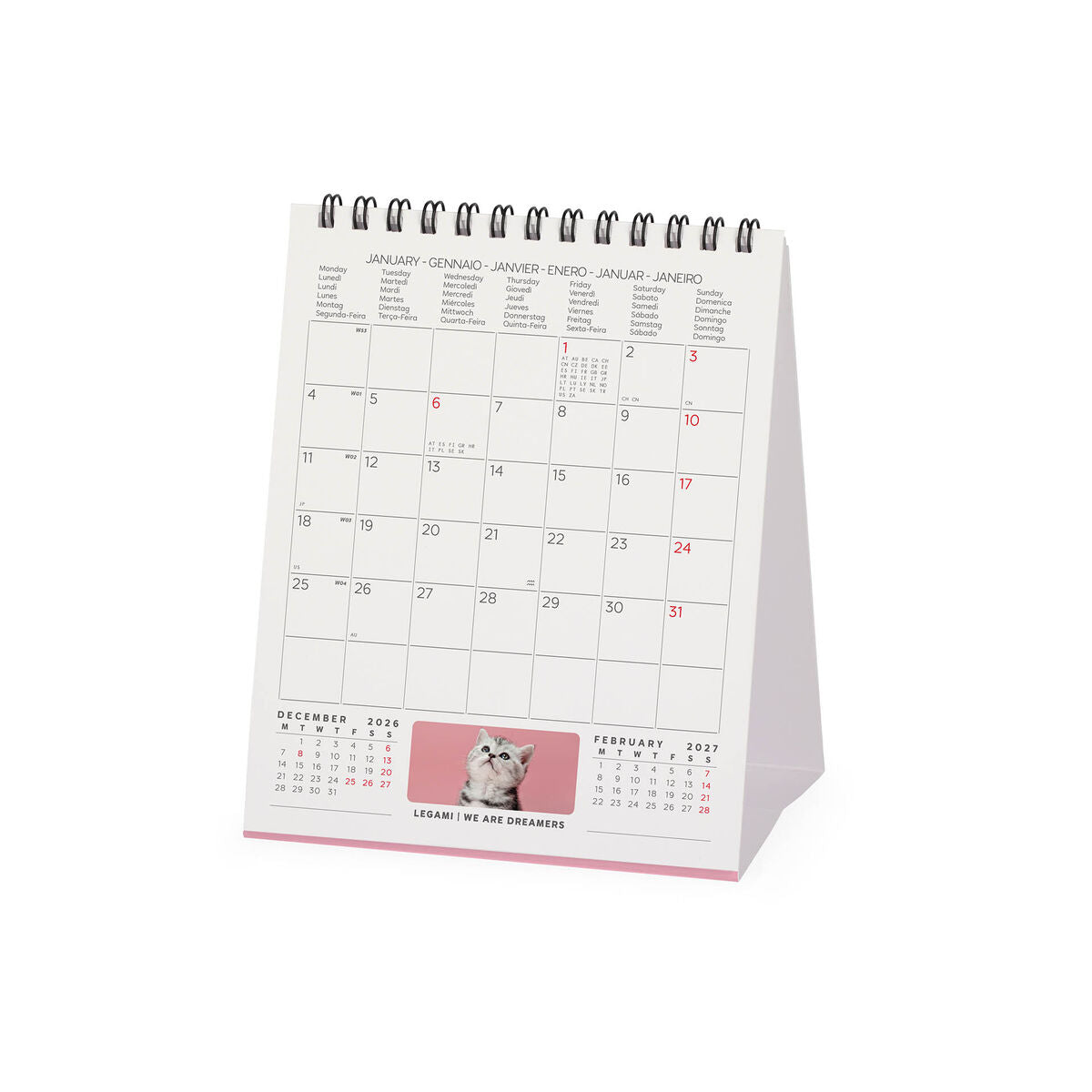 Calendrier de Table 2027 - 12 x 14,5 cm - Kittens