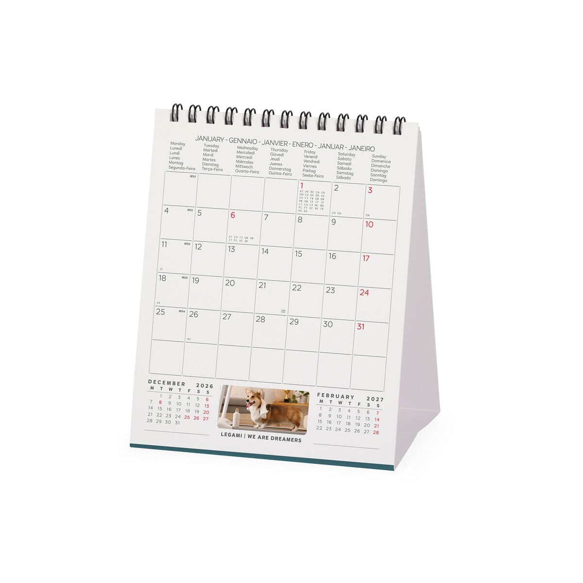Calendrier de Table 2027 - 12 x 14,5 cm - Supawstar