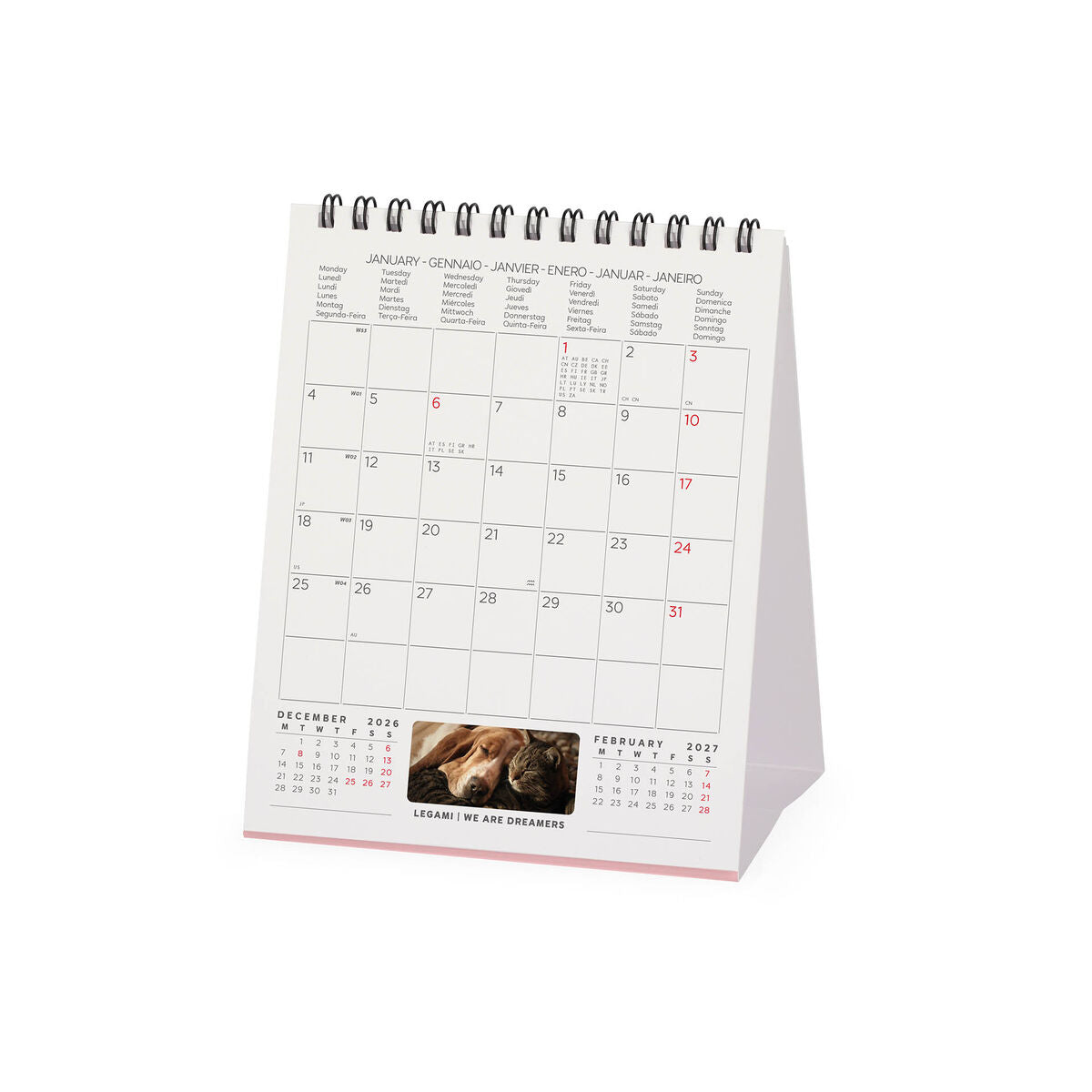Calendrier de Table 2027 - 12 x 14,5 cm - Best Friends