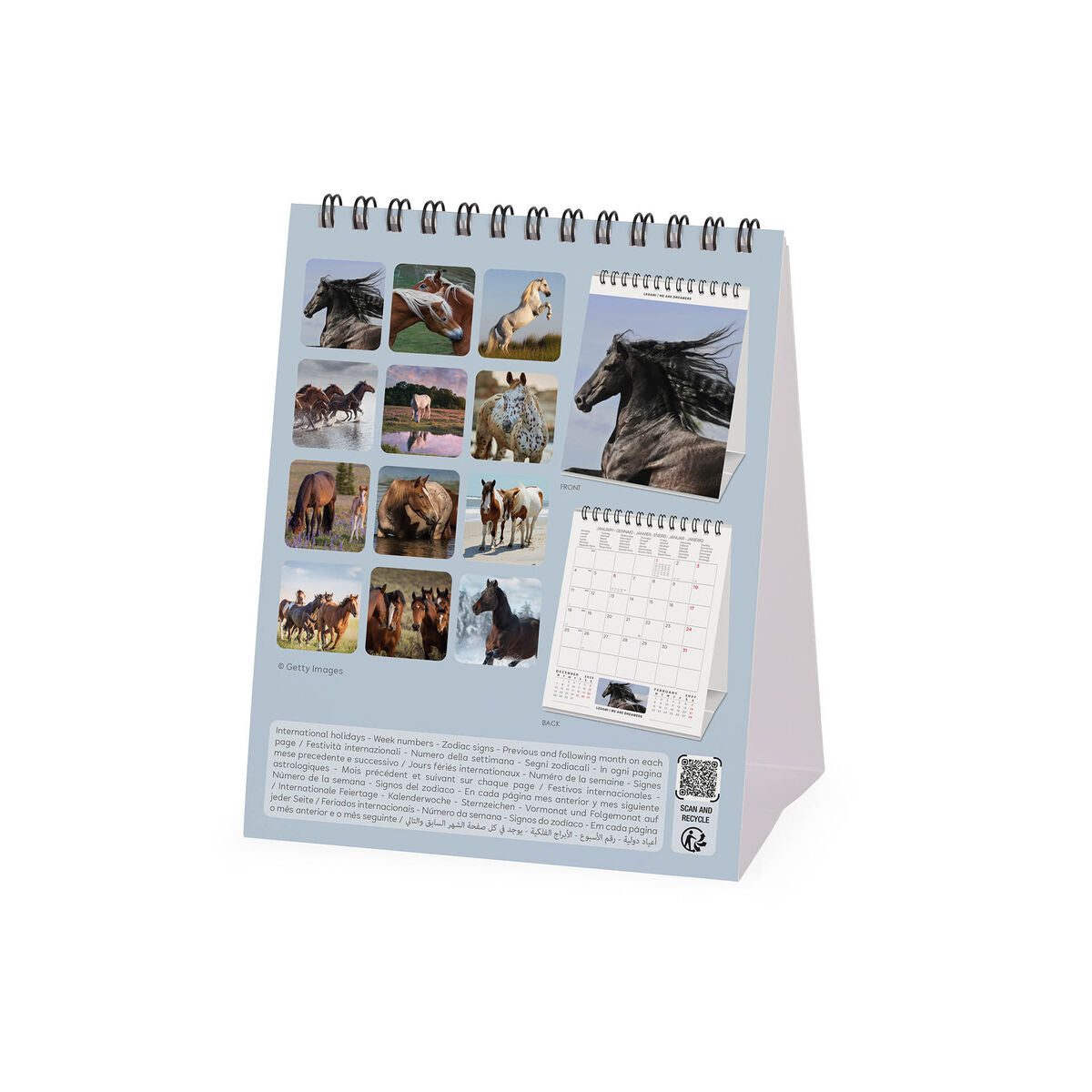Calendrier de Table 2027 - 12 x 14,5 cm - Wild Horses