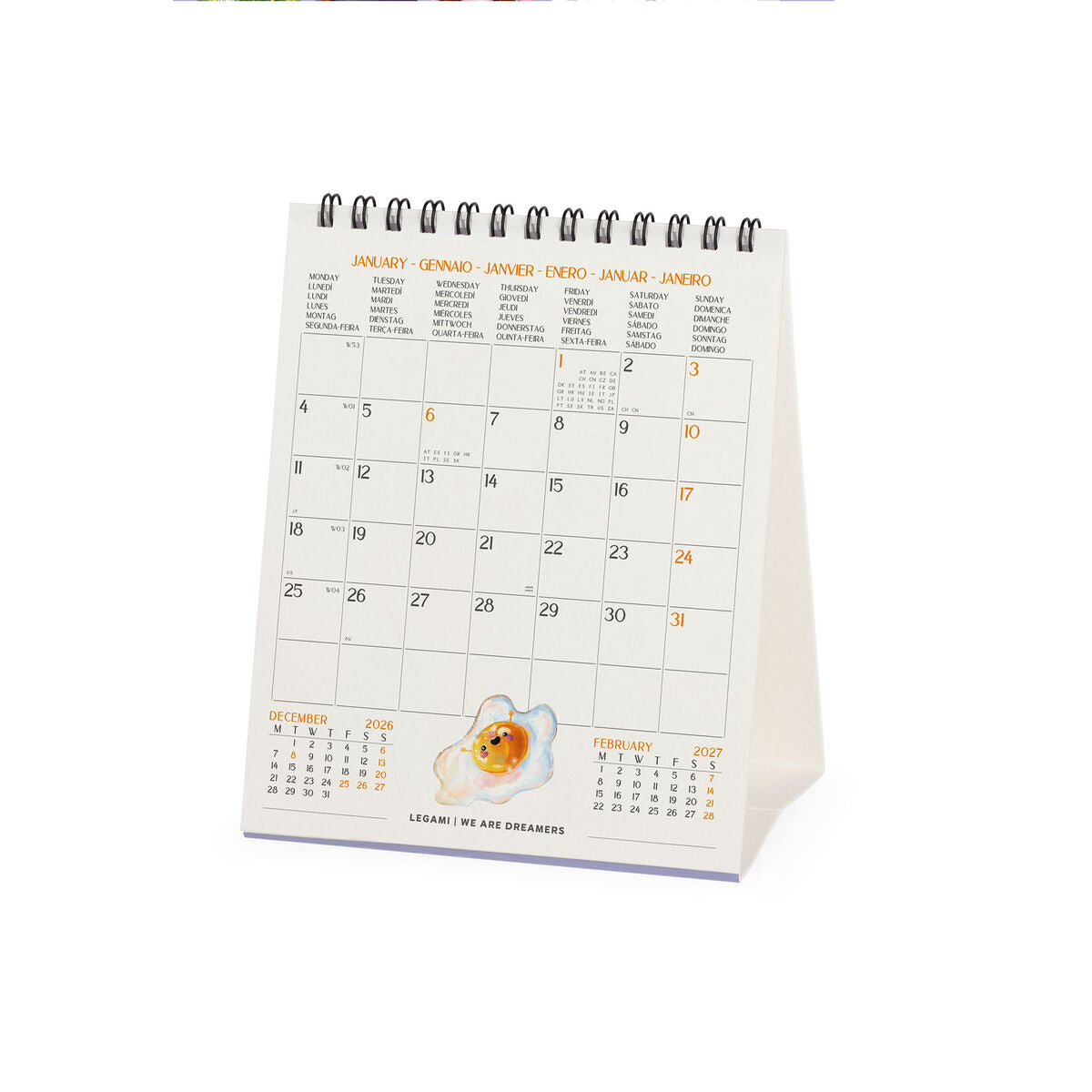 Calendrier de Table 2027 - 12 x 14,5 cm - Good Vibes Only