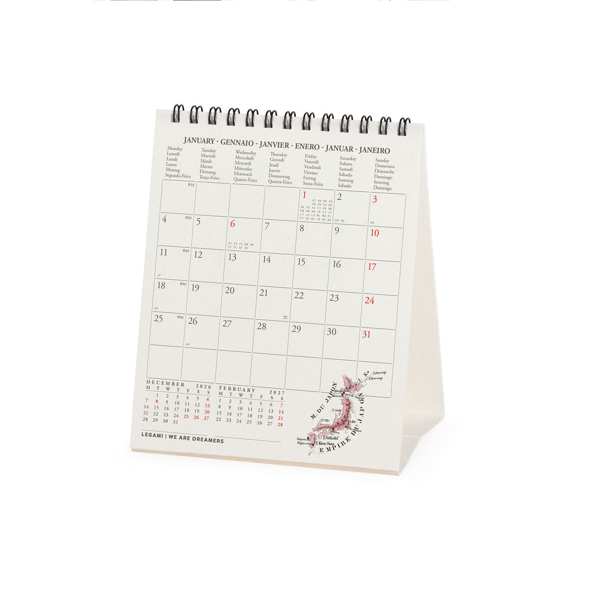 Calendrier de Table 2027 - 12 x 14,5 cm - Vintage Maps