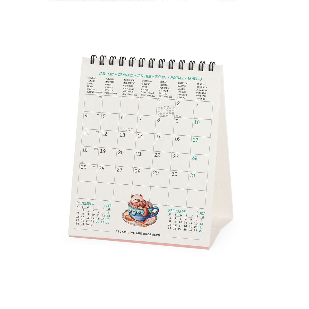 Calendrier de Table 2027 - 12 x 14,5 cm -Cutie Foodie
