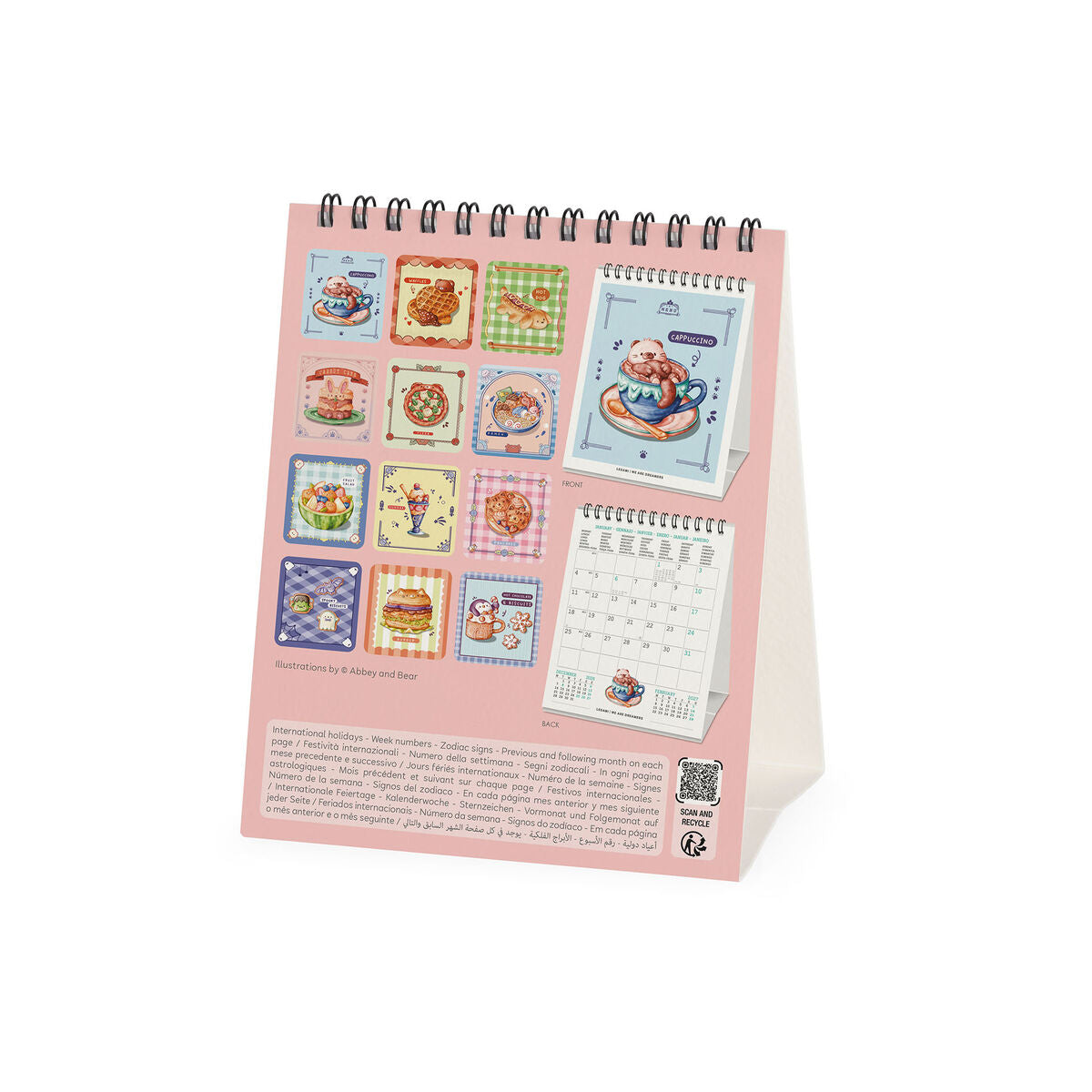 Calendrier de Table 2027 - 12 x 14,5 cm -Cutie Foodie