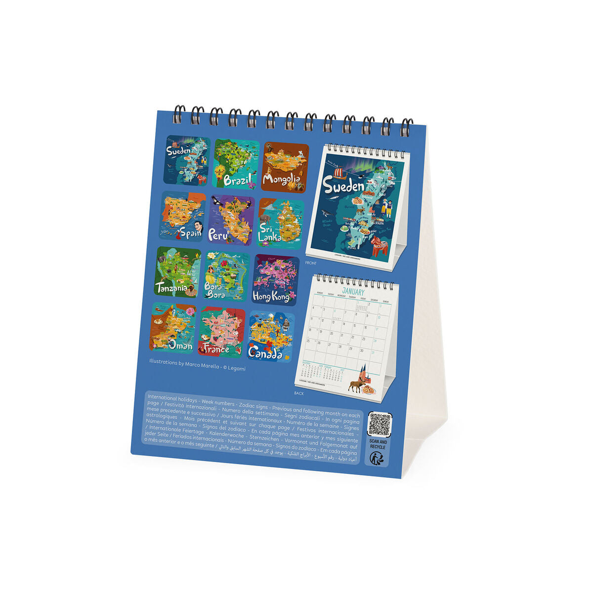 Calendrier de Table 2027 - 12 x 14,5 cm - Let's Travel the World