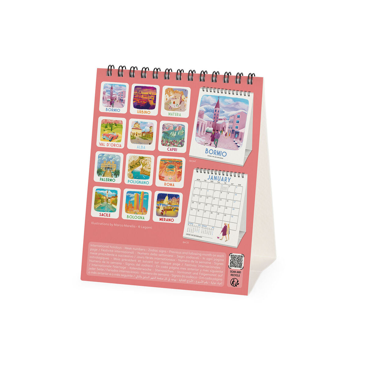 Calendrier de Table 2027 - 12 x 14,5 cm - Italy