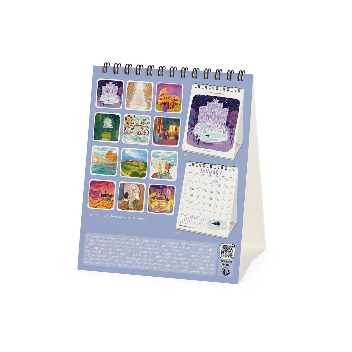 Calendrier de Table 2027 - 12 x 14,5 cm - Rome
