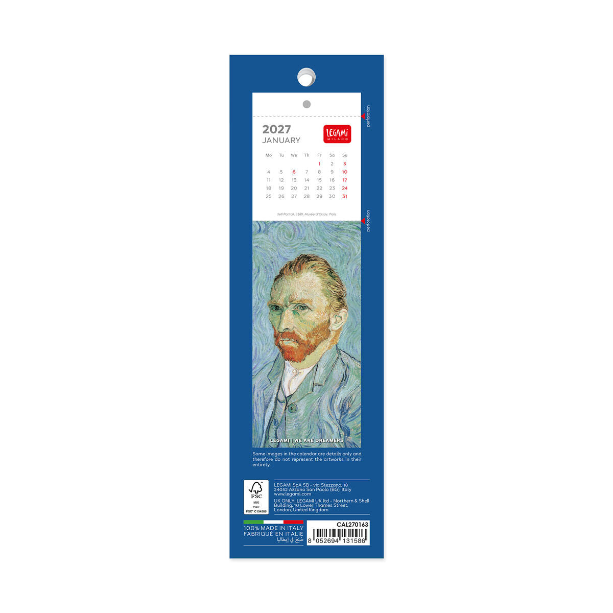 Calendrier Marque-page 2027 - 5,5 x 18 cm -Vincent Van Gogh
