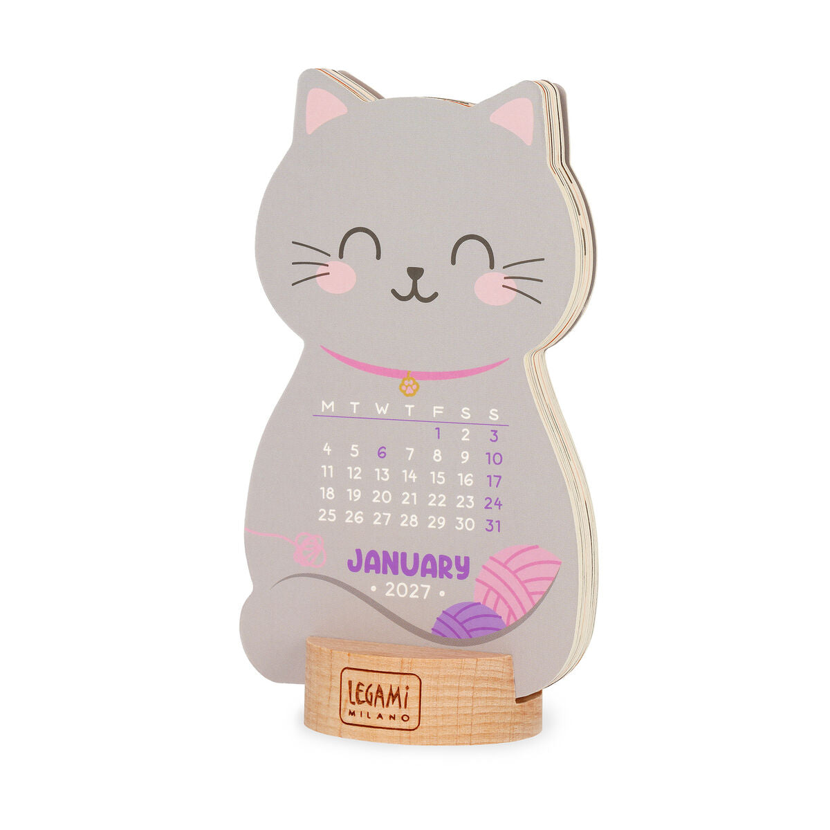 Calendar with Wooden Base - 2027