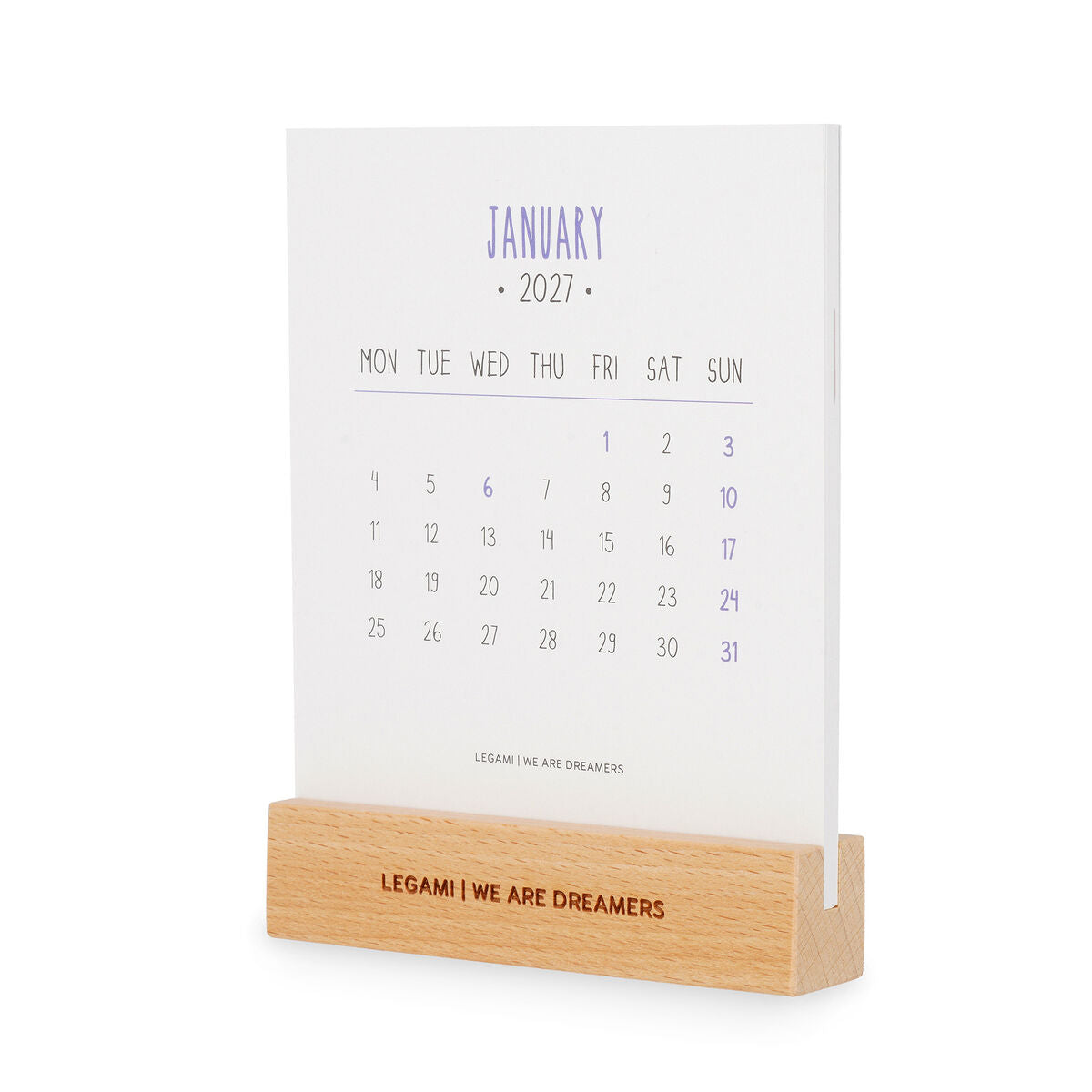 Calendrier avec Base en Bois - 2027