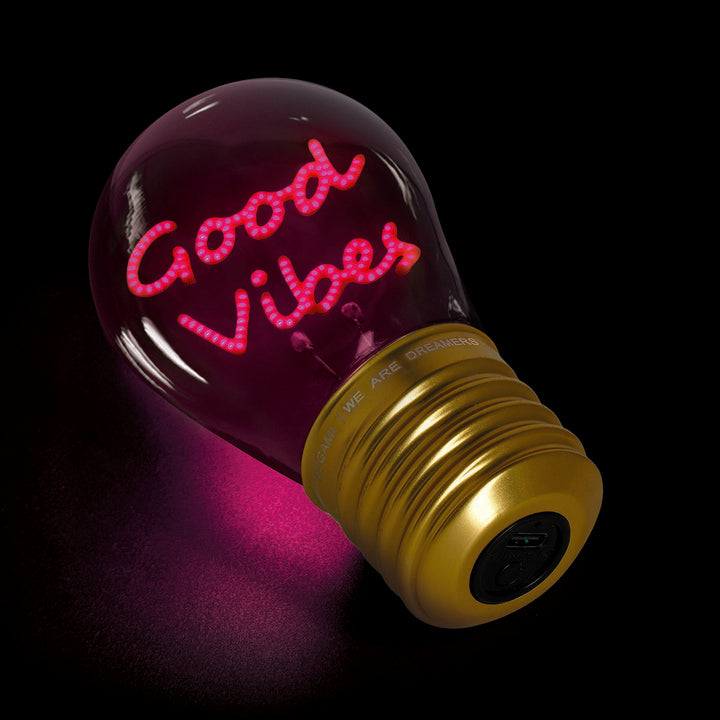 Lampe Décorative de Table en Forme d'ampoule - Bonnes vibrations - Ampoule Fiction