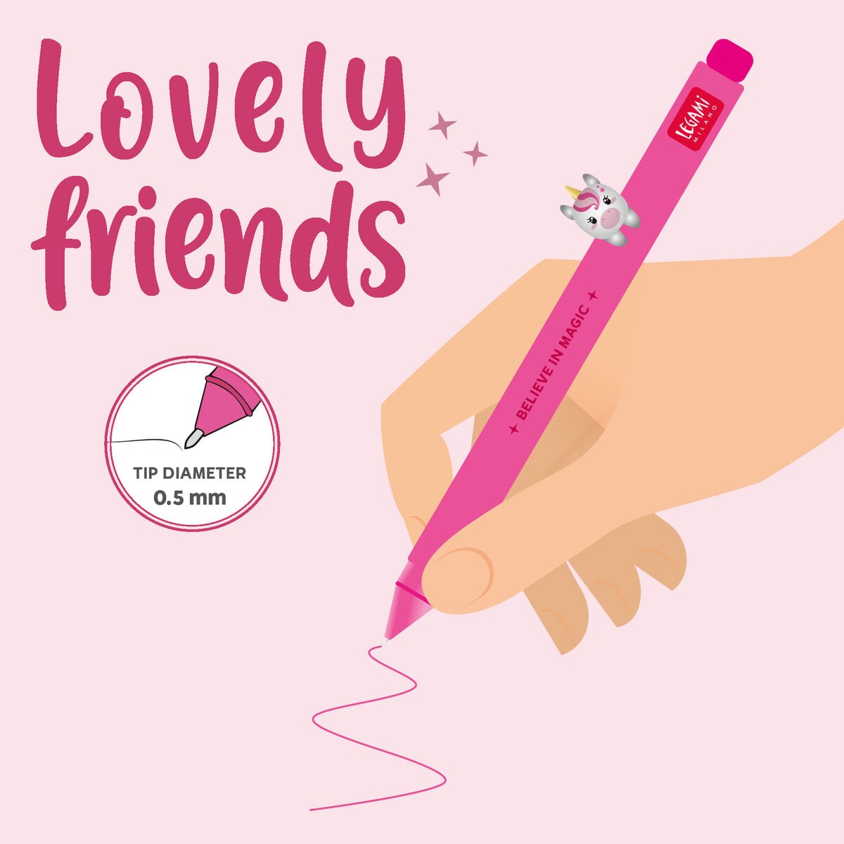 Stylo Gel avec Animal Décoratif Unicorn « Believe in Magic » - Lovely Friends