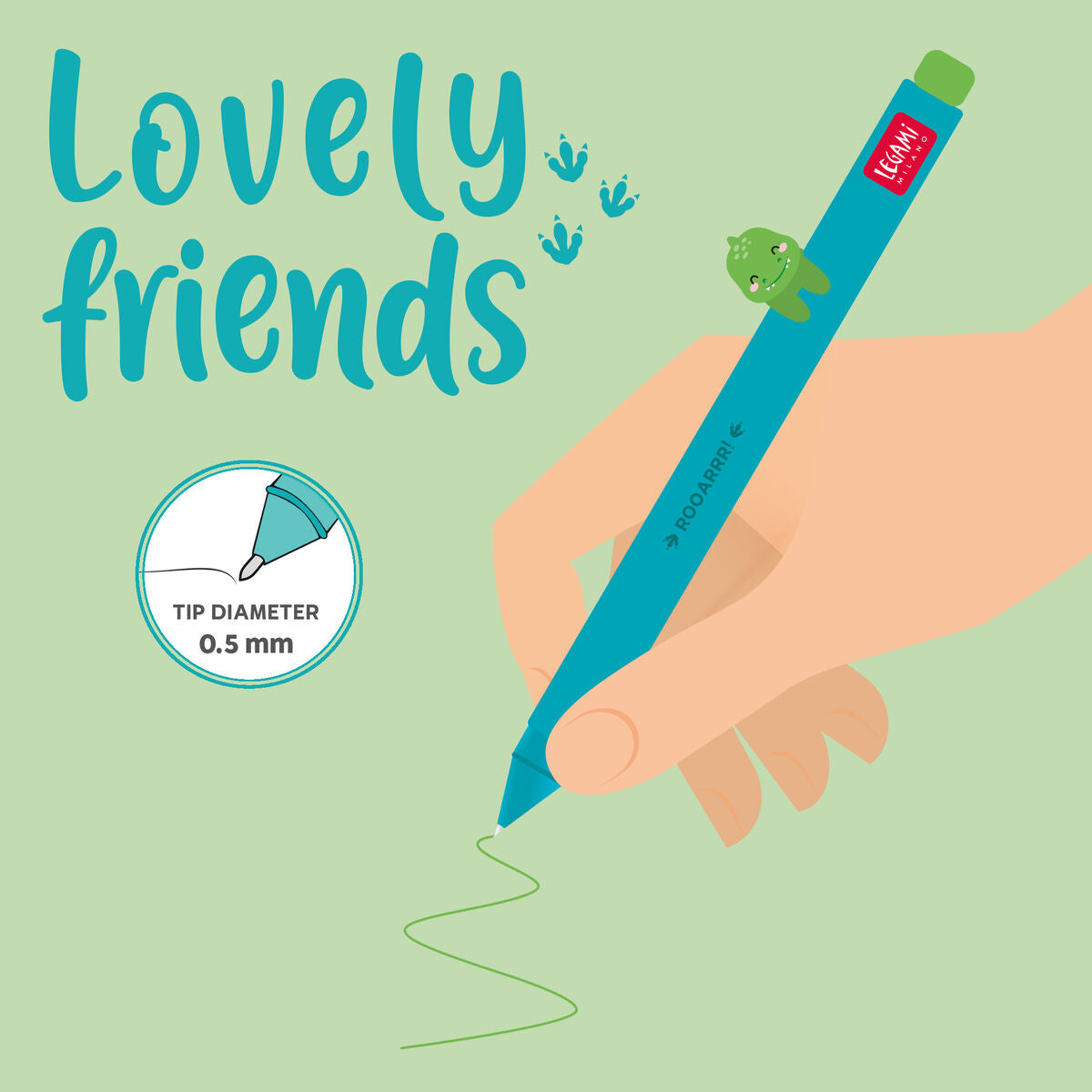 Stylo Gel avec Animal Décoratif Dino « Rooarrr » - Lovely Friends