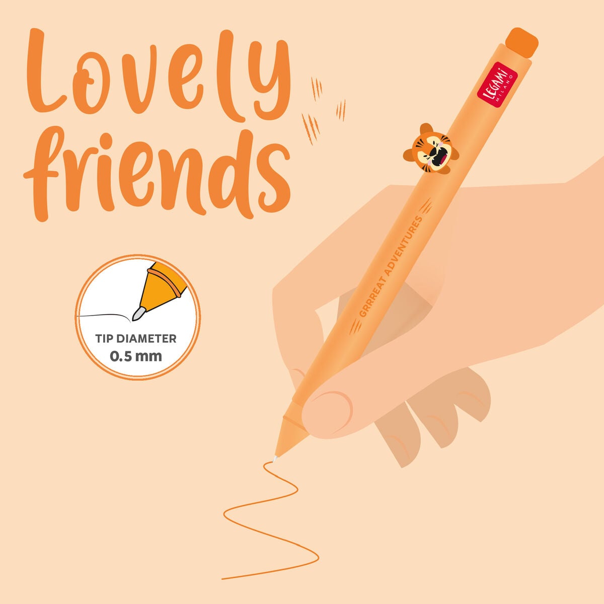 Stylo Gel avec Animal Décoratif Tiger « Grrreat Adventures » - Lovely Friends