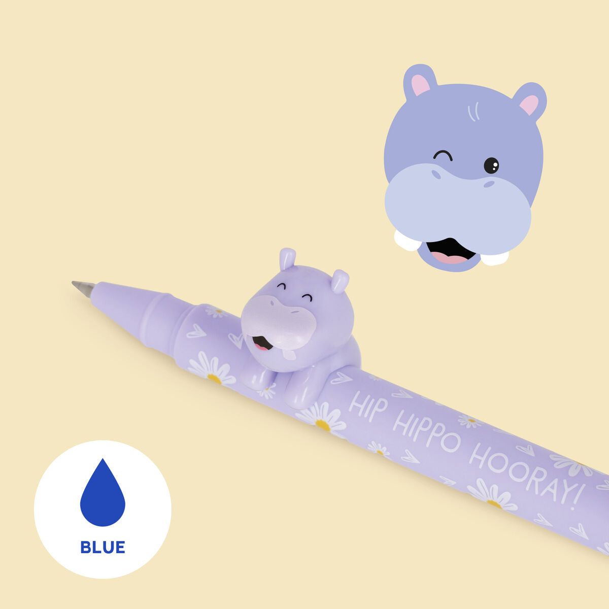 Stylo Gel avec Animal Décoratif Hippo « Hip Hippo Hooray » - Lovely Friends