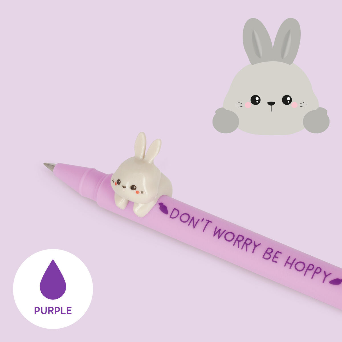 Stylo à Encre Gel avec Animal Décoratif Bunny « Don't Worry Be Hoppy » - Lovely Friends