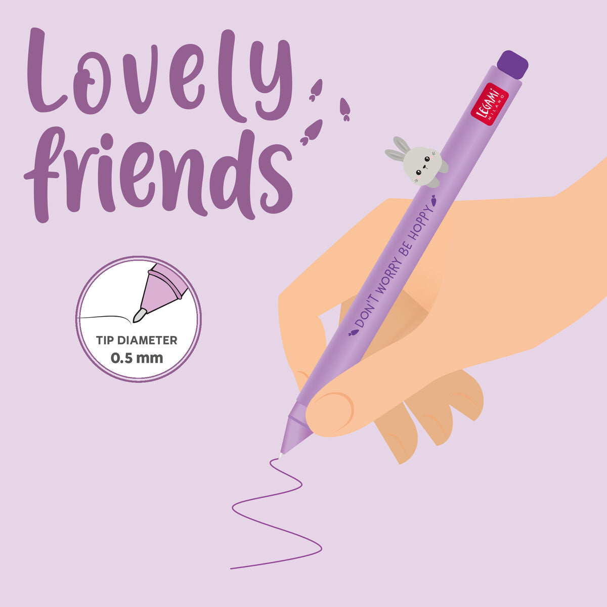 Stylo à Encre Gel avec Animal Décoratif Bunny « Don't Worry Be Hoppy » - Lovely Friends