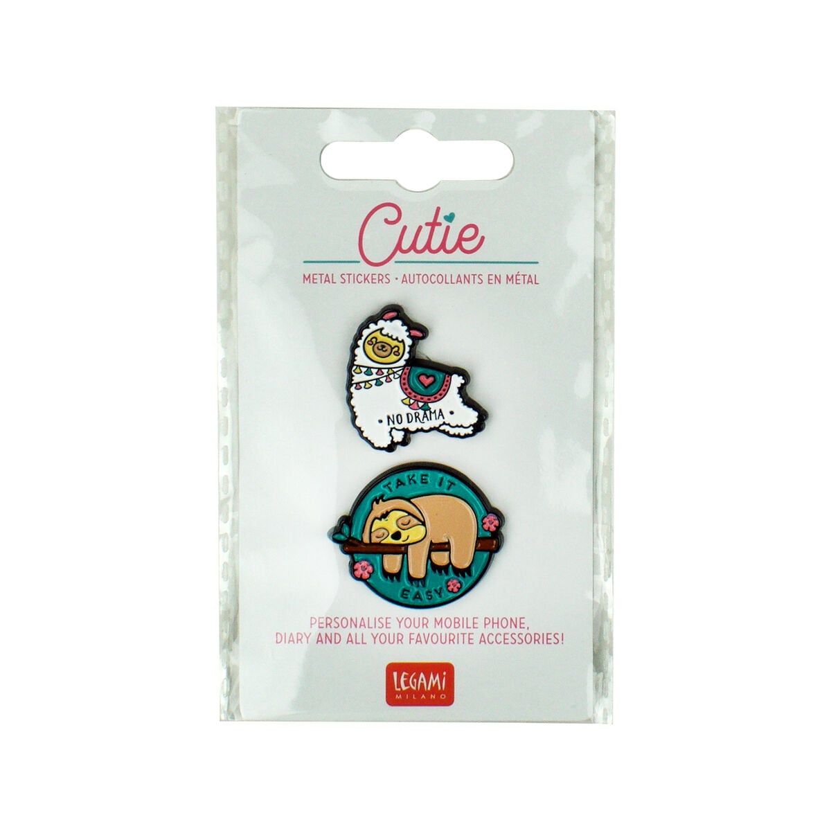 Set de 2 Adhésifs en Métal Llama + Sloth - Cutie