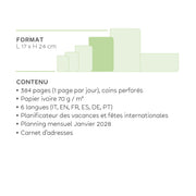 Agenda 12 Mois Journalier Large 2027 - Black Suit