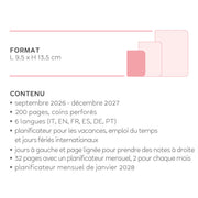 Agenda 2026/2027 Semainier 16 Mois - Raspberry Jam - Small Avec Section pour Notes