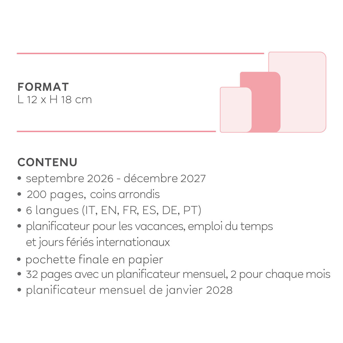 Agenda 2026/2027 Semainier Photographique 16 Mois - Teddy Bear Pink - Medium