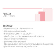 Agenda 2026/2027 Semainier Photographique 16 Mois - Teddy Bear Pink - Medium
