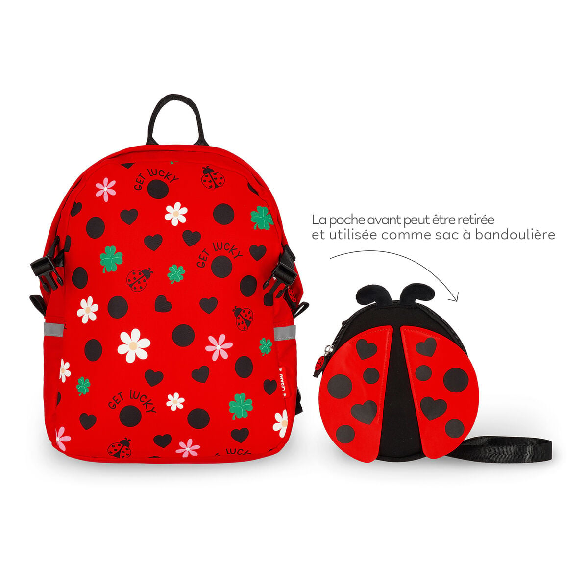 Sac à dos 2 en 1 avec Sac Frontal Amovible Ladybug - So Cute!