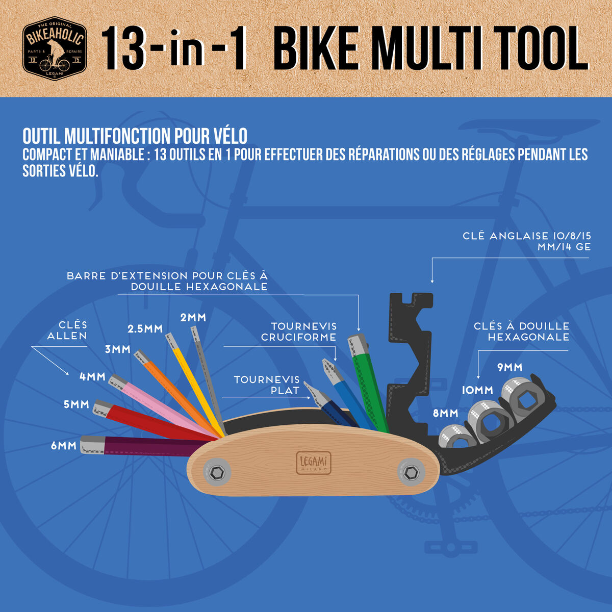 Outil Multifonction pour Vélo 13 en 1