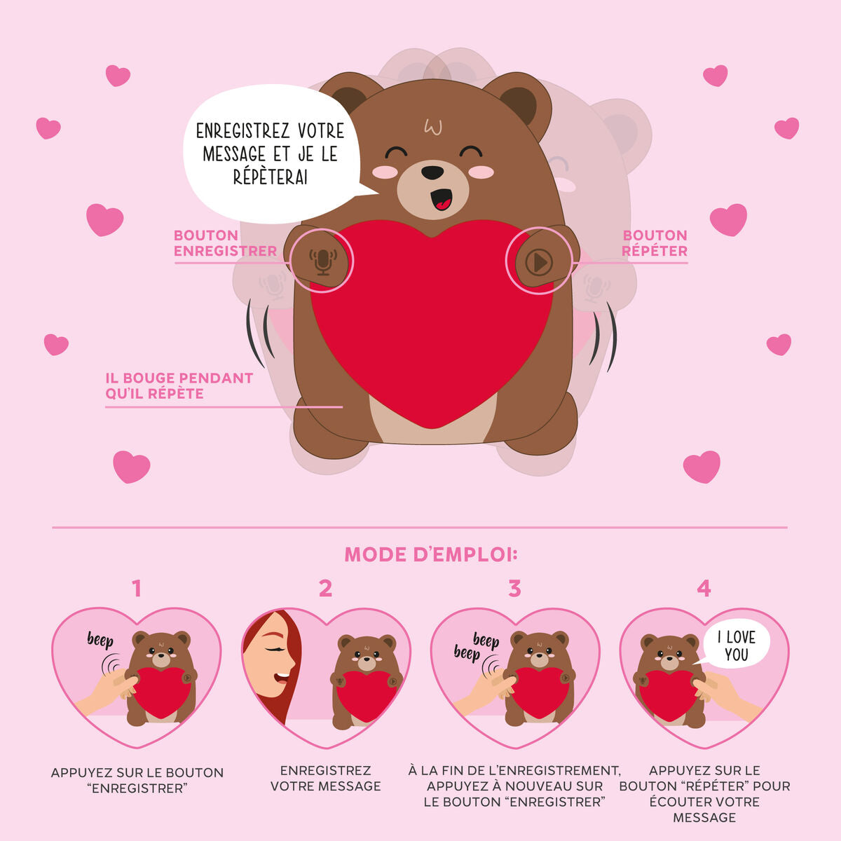 Peluche avec Enregistrement Vocal - Super Soft Rec&Play