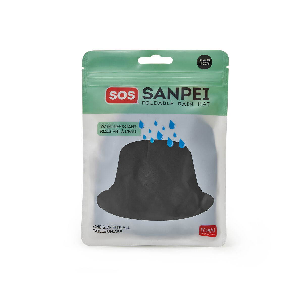Chapeau de Pluie Pliable Black - SOS Sanpei