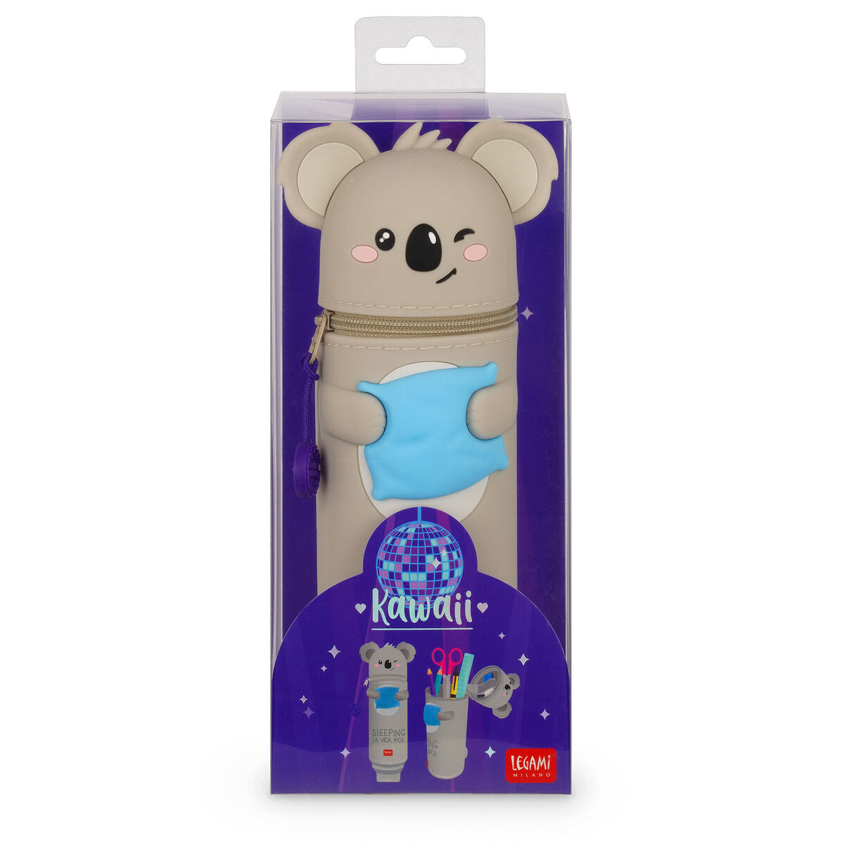 Trousse 2 en 1 en Silicone Koala « Sleeping la Vida Loca » - Kawaii