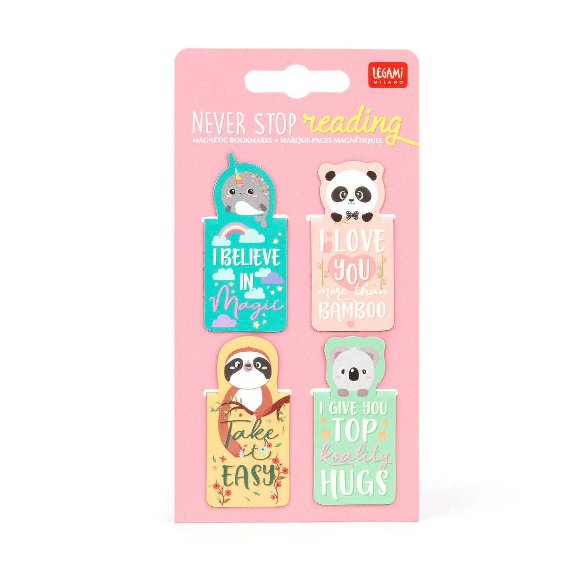 Set de 4 Marque-pages Magnétiques - Never Stop Reading