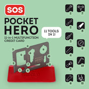 Carte multifonction en acier 11 en 1 - SOS Pocket Hero