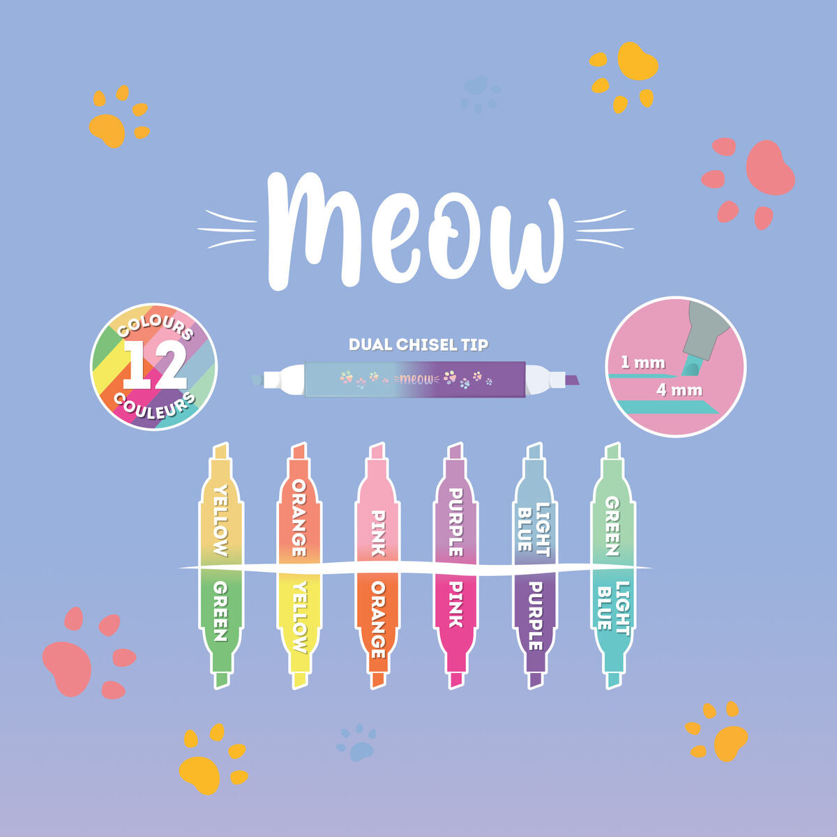 Set de 6 surligneurs à double pointe Kitty - Meow