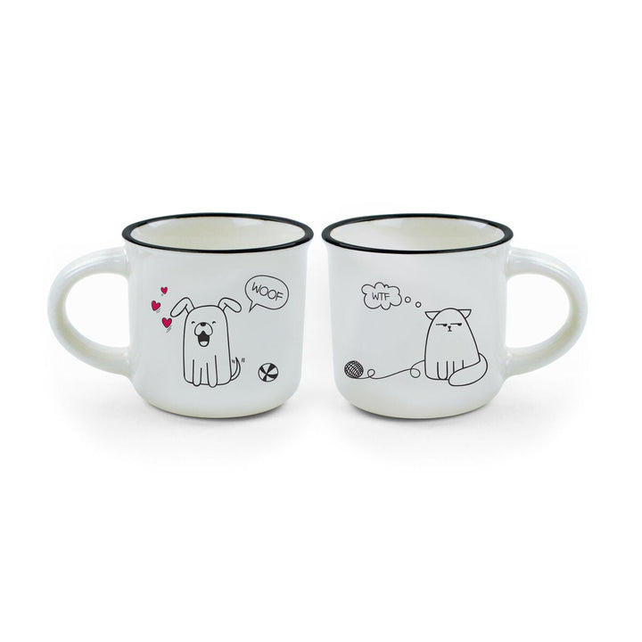 Set de 2 Tasses à Café - Chien et Chat - Espresso pour deux
